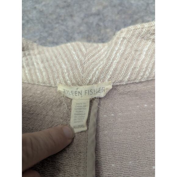 Eileen Fisher Women Natural Kimono Jacket Rhythmic Cotton Slub Beige Size XL - Picture 4 of 7